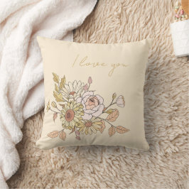 Beige botánico personalizado te amo almohada