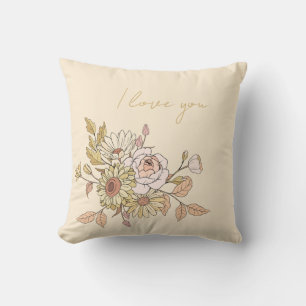 Beige botánico personalizado te amo almohada
