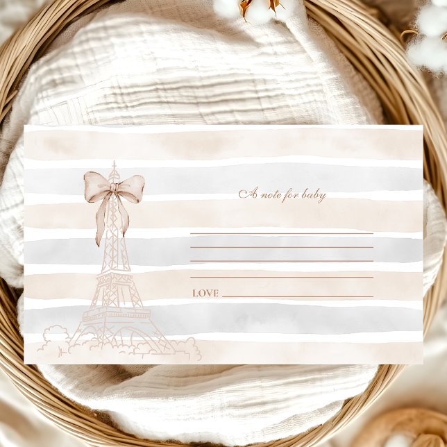 Beige Bow Bonjour bebe nota de Baby Shower para be (Subido por el creador)