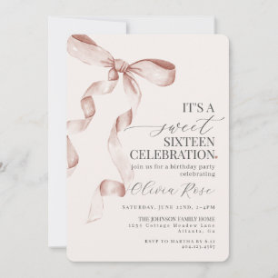 Beige Bow Sweet Dieciséis Aniversario Invitado