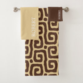 Beige &Brown Abstract Pattern Custom Name