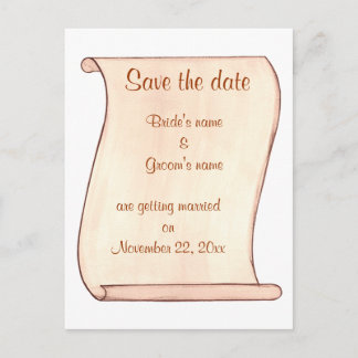 Beige Brown Scroll Guardar las postales de la boda