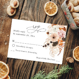 Beige Champán & Floral Rústico Naranja sin RSVP de