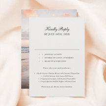 Beige Classic Calligraphy Photo Wedding RSVP