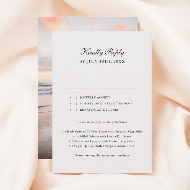 Beige Classic Calligraphy Photo Wedding RSVP (Subido por el creador)