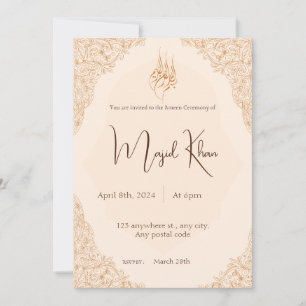 Beige con diseño de encaje Invitación de los Ameen