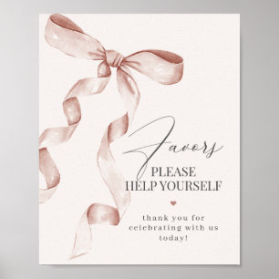 Beige Coquette Bow Favorece Rótulo de decoración F