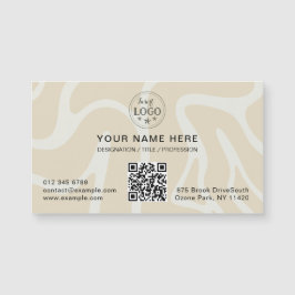 Beige Cream Simple Pattern Magnetic Business Card