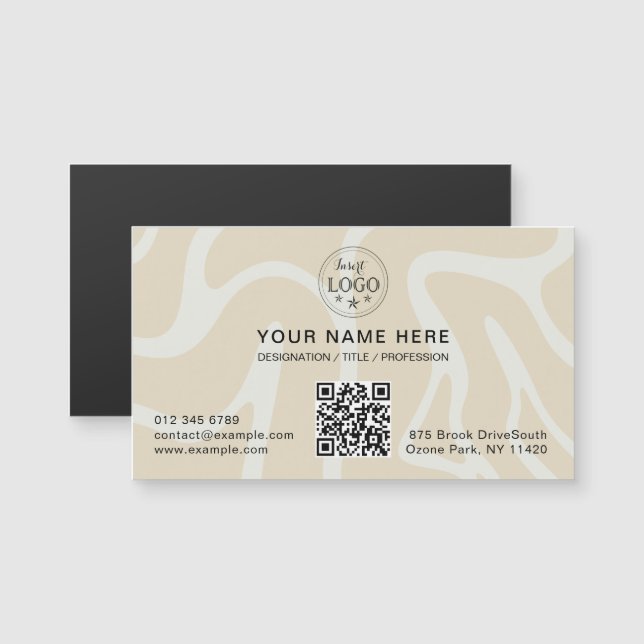 Beige Cream Simple Pattern Magnetic Business Card (Anverso/Reverso)