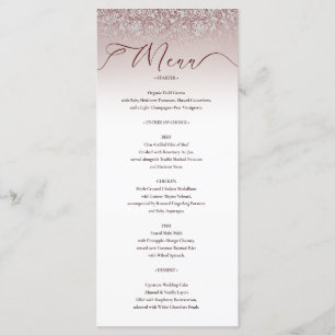 Beige Damask Ornate Boda Tarjeta de menú