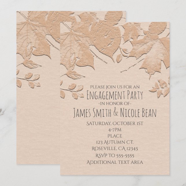 Beige deja invitación a matrimonio ruso de otoño (Anverso / Reverso)