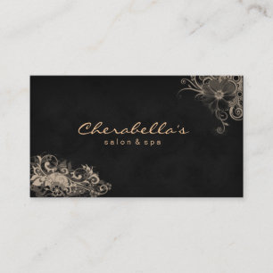 Beige floral del negro de la tarjeta de visita del