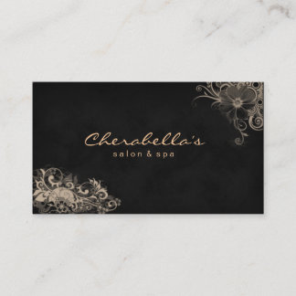 Beige floral del negro de la tarjeta de visita del