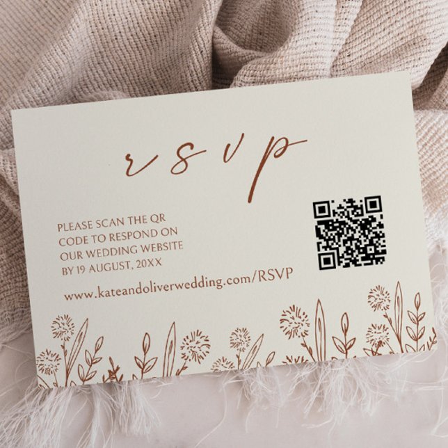 Beige Floral Wedding RSVP | Tarjeta de inclusión d (Subido por el creador)