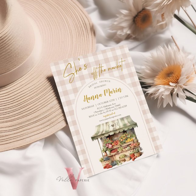 Beige Gingham De La Invitación A La Ducha De Novia (Subido por el creador)