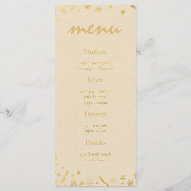 Beige Gold Christmas Party Menu with Fine Accents (Anverso)