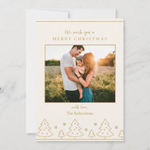 Beige Gold Christmas Tree tarjeta de dos festivida