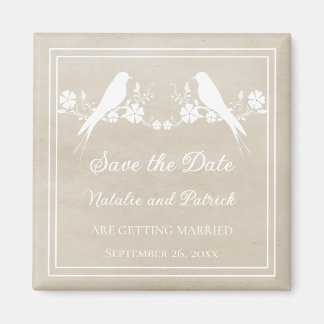 Beige Lovebird Floral salva el imán de la fecha