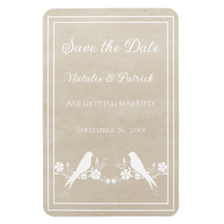 Beige Lovebird Floral salva el imán de la fecha