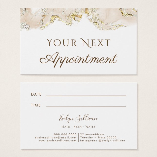 beige marbling design Tarjeta de cita (Anverso y reverso)