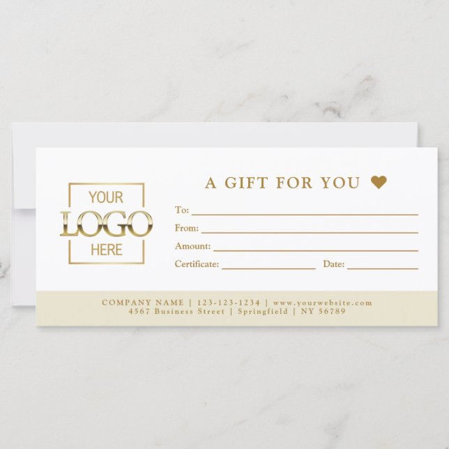 Beige Minimal Business Gift Certificate Template (Anverso)