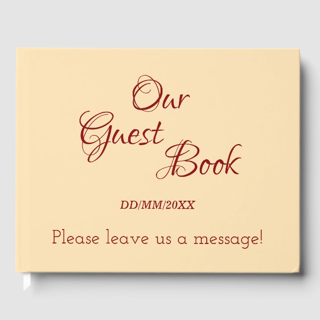 Beige mínimo, libro de invitados rojo oscuro (Anverso)