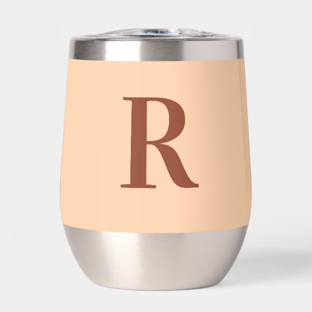 Beige monograma simple moderno (Frente)