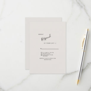Beige Neutral Simple Wedding Moderno RSVP