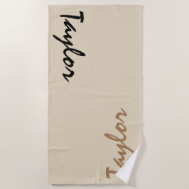 Beige Nombre Personalizado Toalla De Playa Persona