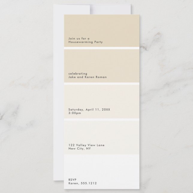 Beige Paint Chip Housewarming Party Invitation (Anverso)