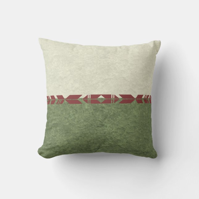 Beige rústico y Cojín decorativo verde (Anverso)