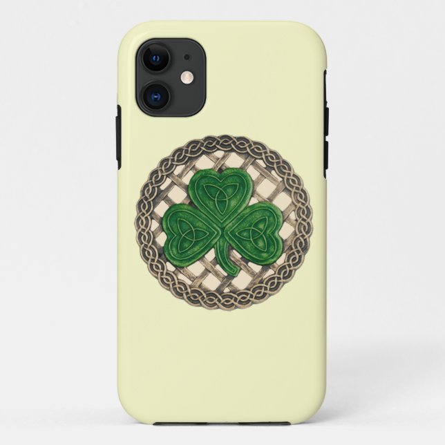 Beige Shamrock and Celtic Knots iPhone 5 Funda (Reverso)