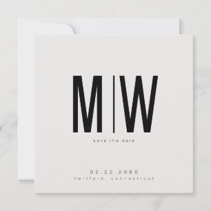Beige Sleek Square Monograma Wedding Save the Date