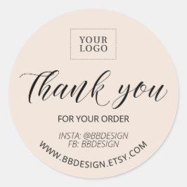 Beige Stylish Small Business Gracias pegatina