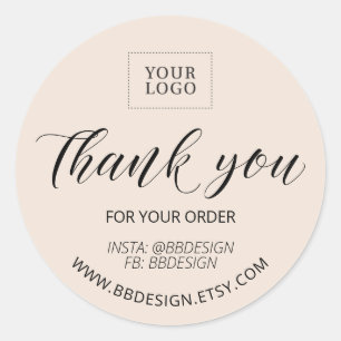 Beige Stylish Small Business Gracias pegatina
