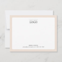 Beige | Tarjeta de notas de negocios con logotipo 