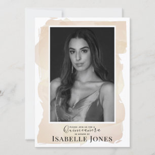 Beige Watercolor Photo Quinceañera
