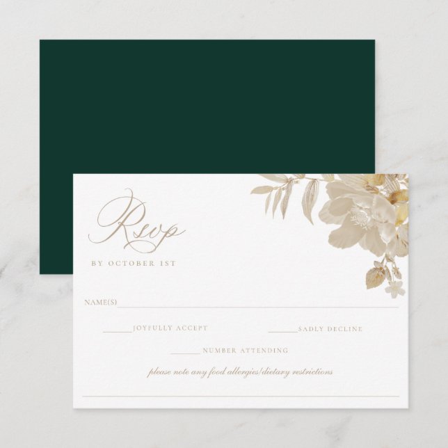 Beige Wedding RSVP Restricción de dieta de alergia (Anverso / Reverso)