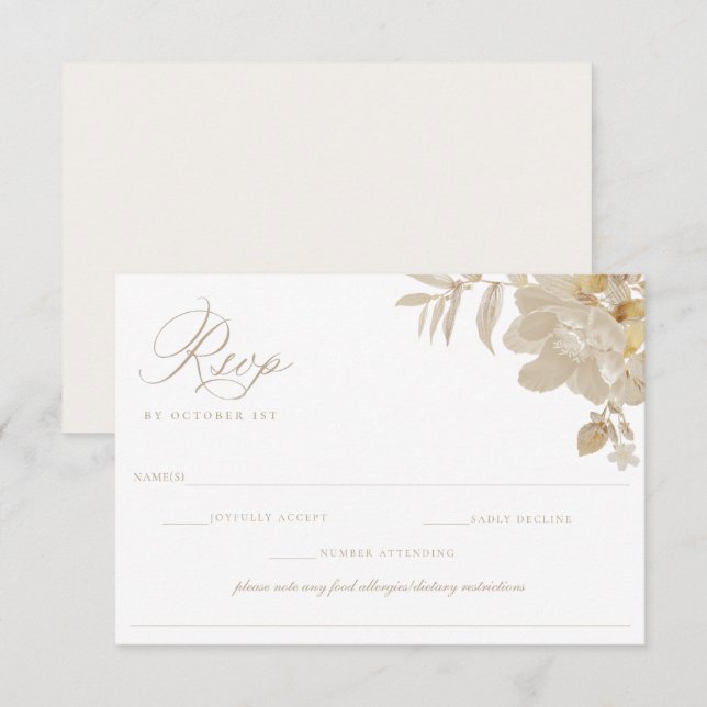 Beige Wedding RSVP Restricción de dieta de alergia (Anverso / Reverso)