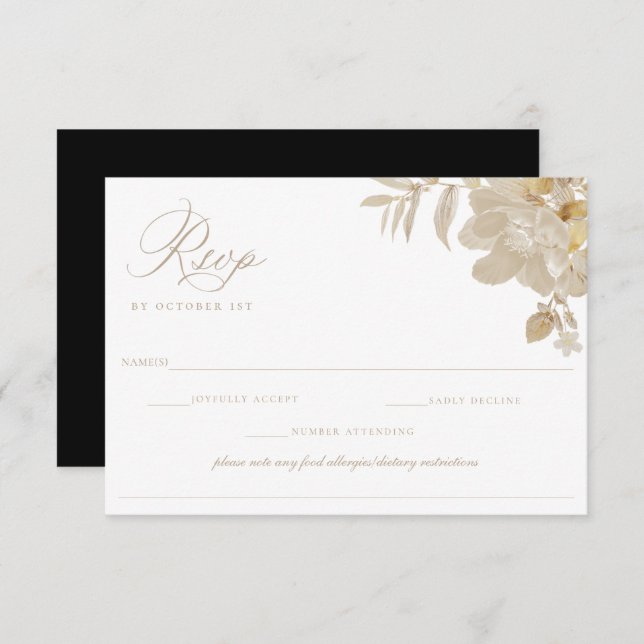 Beige Wedding RSVP Restricción de dieta de alergia (Anverso / Reverso)