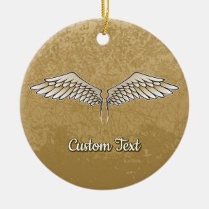 Beige Wings Ornamento cerámico