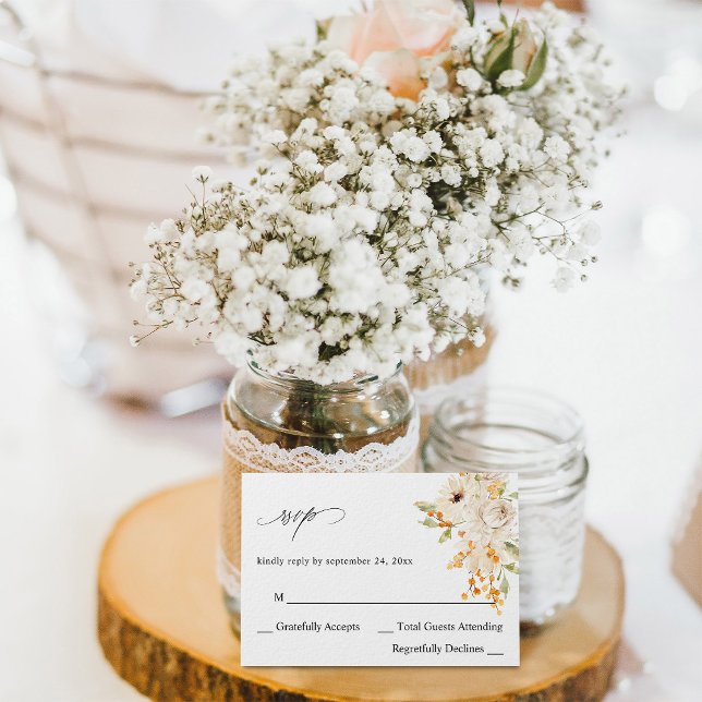 Beige y Naranja Floral sin comidas RSVP (Subido por el creador)