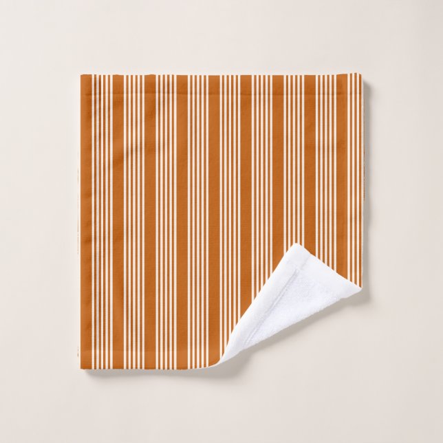 Beige y naranja quemado patrón de cinco rayas (Toallita)