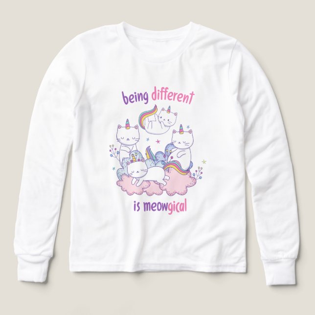 Being different is meowgical Funny unicorn cat (Diseño frontal)