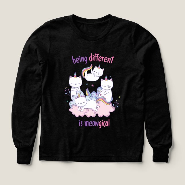 Being different is meowgical Funny unicorn cat (Diseño frontal)