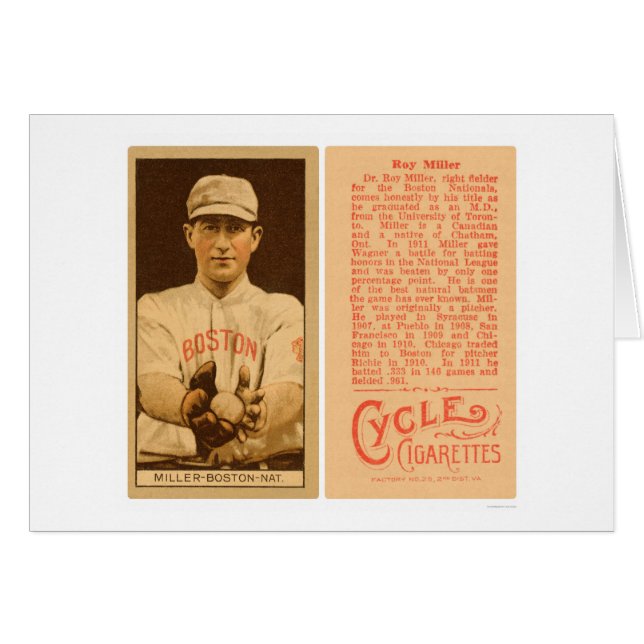 Béisbol 1912 del doc. Miller Boston Braves (Anverso (Horizontal))