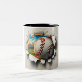 Béisbol a través de la taza de vidrio