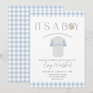 Béisbol azul bebé Oh, niño, invitación a la ducha