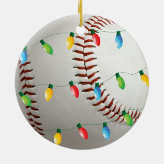 Béisbol con el ornamento del día de fiesta de las
