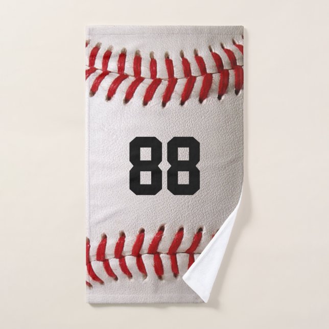 Béisbol con número de Personalizable (Toalla de mano)